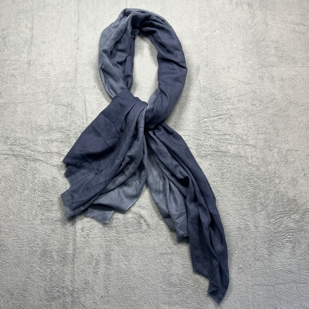 Crafto Scarf Wrap Blue Ombre 100% Fine Cashmere Made in Kashmir India
